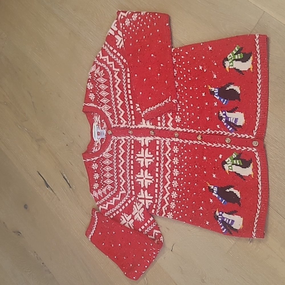 Coldwater Creek Red Penguin Cardigan